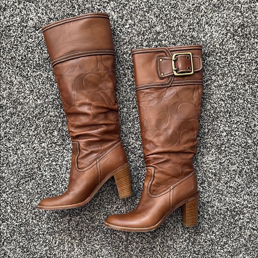 Coach Merridth Leather Boots with Embossed C Design